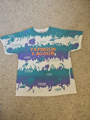 Vtg 90's Disney Designs Typhoon Lagoon AOP T-Shirt OSFA Single Stitch Beach