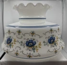 VTG Quoizel Abigail Adams 6” Blue Floral Milk Glass Lamp Shade Fitter Ruffled