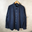 Vintage Ralph Lauren Button Down Shirt Men 2XL Navy Blue Long Sleeve Classic Fit