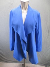 Roz Ali Size M Womens Blue Long Sleeve Collared Casual Open Beauty Blazer 921