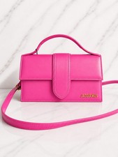 Jacquemus Le Grand Bambino Leather Shoulder Bag in Pink New With Tags
