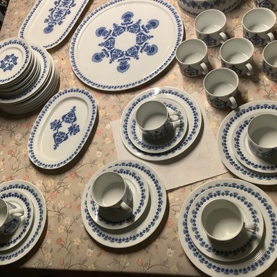 Friesland / Melitta Porzellan Service Blau-Weiß   12 Gedecke   Vintage   wie neu