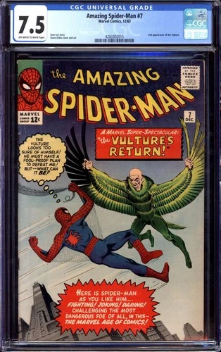 AMAZING SPIDER-MAN #7 CGC 7.5 OW/WH PAGES // 2ND APPEARANCE VULTURE 1963