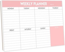 Weekly Planning Pad - Tear Off To Do List with Daily Schedule 9x6, Pink