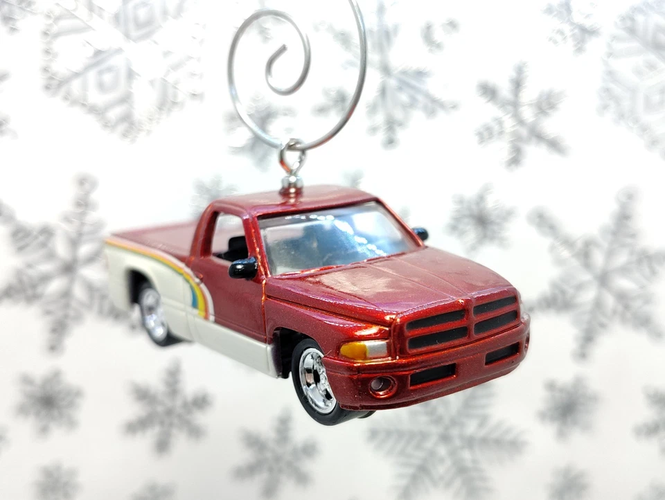 1994 Dodge Ram 1500 Custom Christmas Ornament Gift 1:64 Muscle Truck Car Striped - Image 3 of 4