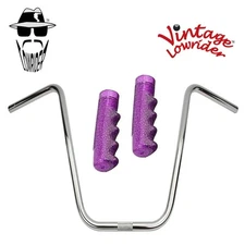 Original Lowrider 16" 22.2 D Handlebar Chrome 120mm Grips Sparkle/Purple