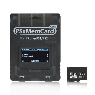 PSxMemCard Gen2 Gen 2 Memory Card for PS1 PS2 OS One Console with 8GB MicroSD