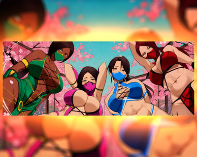 Adult Anime Waifu Mortal Kombat Jade,Mileena,Katana,Skarlet 9'' Bumper Sticker
