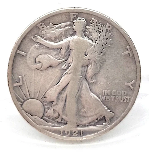 KEY 1921-S Walking Liberty Half Dollar Low VF details with perfect rims