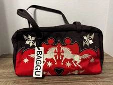 Baggu Nylon Bowler Bag Red Western Appliqué