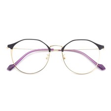 Women Round Eyeglasses Metal Fashion Glasses Frame Men Pink Purple Light Eyewear
