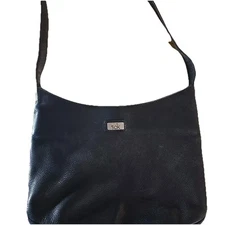 THE SAK Buttery Soft Black Leather Womens Crossbody Hobo Bag Purse Shoulder Zip