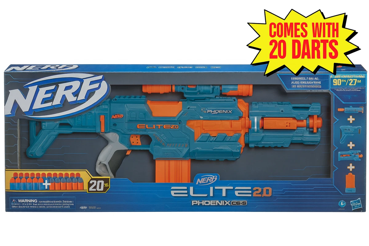 NEW!! Hasbro Nerf Elite 2.0 Phoenix CS-10 w/ 20 Darts, Clip