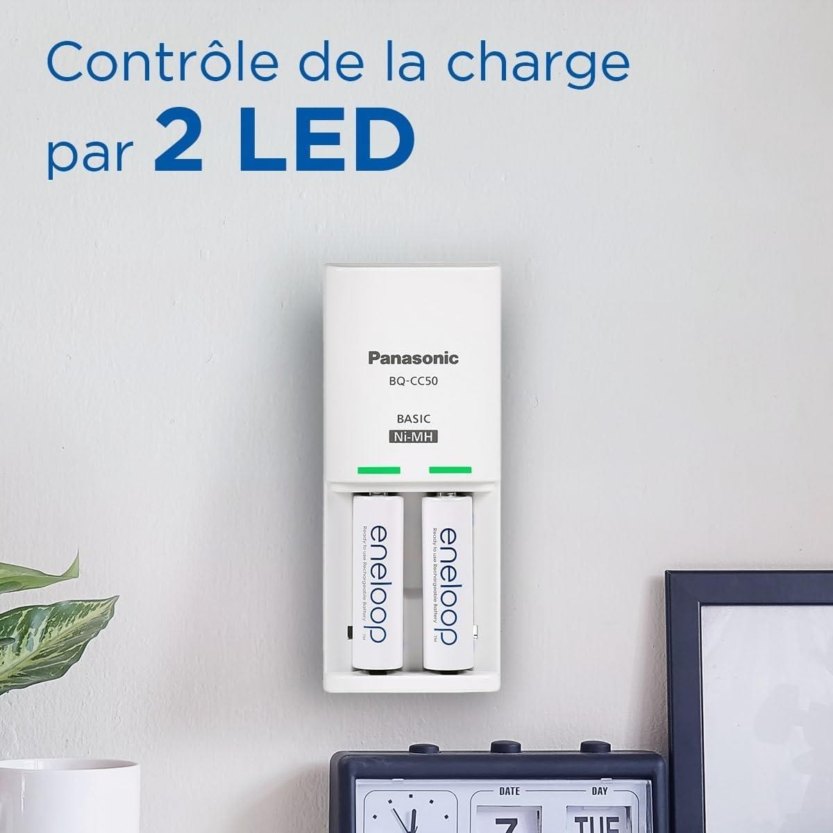 Chargeur Compact Panasonic résout le problème des piles jetables avec 2 AA - 4