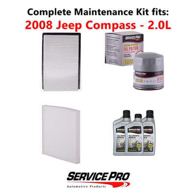 2008 Jeep Compass 2.0L Complete Oil, Air & Cabin Filter Kit (5W-20)