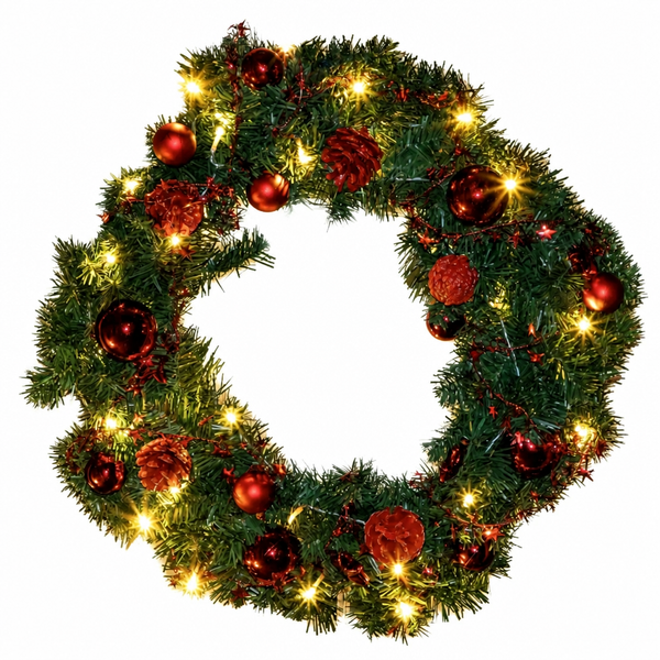XXL TüRkranz Weihnachten Adventskranz Mit LED Warmweiß Timerfunktion 60 Cm Groß-image