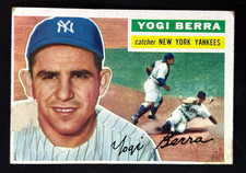 Vintage 1956 Topps #110 YOGI BERRA White Back New York Yankees HOF Low Grade