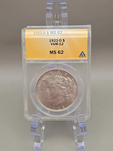 1922-D $1 Peace Silver Dollar ANACS MS62 VAM-12