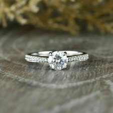 2 karat Solitär Diamant Verlobungsring WeißGold Finish Schön Damen Ring gr 50-62
