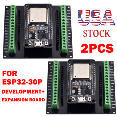 2x For ESP32 CP2102 2.4GHz WiFi Bluetooth Development Board + Expansion Board US