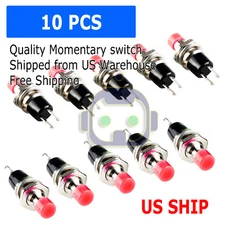 10pcs Lockless Momentary On Off Push Button Red Mini Switch PBS-110 M121