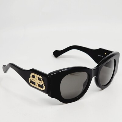 🍀BALENCIAGA PARIS BB0070S 006 Gold BB Logo Oversized Sunglasses