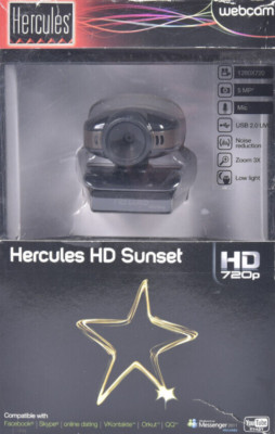 Hercules Webcam HD Sunset 1280 x 720 Kamera PC Laptop Computer HD 720p 4780712