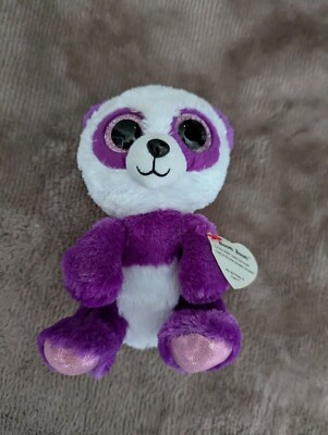 Ty Beanie Boo Boom Boom purple panda Soft Toy With Label UK
