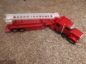 Gay Toy Co VTG Plastic Fire Engine semi truck extension ladder lift box USA red