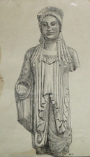 HENRI LAFFILLEE DESSIN ORIGINAL SIGNE STATUE DE L'ACROPOLE VI SIECLE