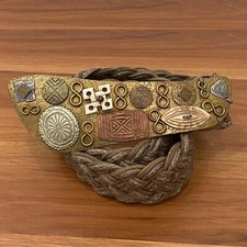 Vintage BAER SF Hammered Mixed Metal Boho Bohemian Woven Braided Belt One Size