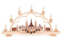 Schwibbogen Mit Seiffener Kirche Kurrende Und Beleuchteten GebäUden