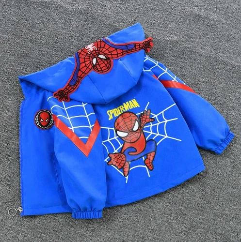 NEW Kids Boys Spider&man Windbreaker Jacket Hooded Baseball Top Jacket Outerwear - Picture 2 of 10