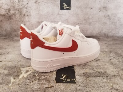 Womens Sz 10 Nike Air Force 1 '07 White Rugged Orange Low Sneakers