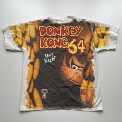Vintage 90s Donkey Kong 64 AOP Nintendo Video Game Graphic Promo T