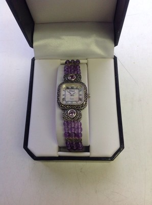 Amethyst , Sterling , Marcasite Watch , NIB | eBay display picture 1