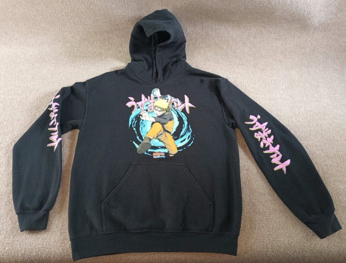 Naruto Shippuden Anime Black Hoodie Sweater Pullover Small 20th Anniversary
