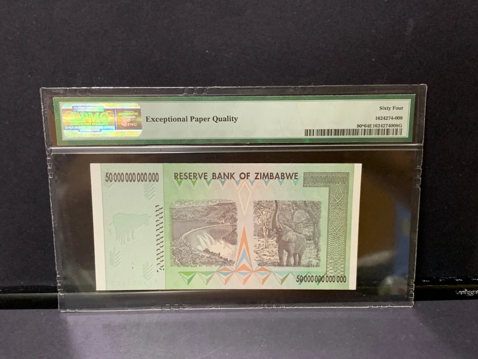 2008 Zimbabwe, Reserve Bank 50 Trillion Dollars P-90* "REPLACEMENT" PMG 64 EPQ - Image 2 of 2
