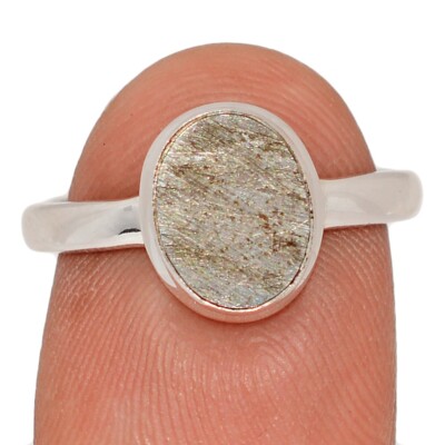 Natürlicher Muonionalusta Meteorit Schweden 925 Silber Ring Schmuck Gr.7,5 CR71539