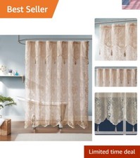 Rustic English Rose Lace Shower Curtain 72x72 - Luxury Bathroom Decor