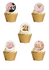Cake Toppers Happy 21st Twenty One Birthday Girl 24 Pre-Cut Cupcake Decorations