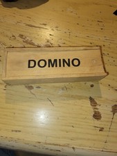 Vintage Wooden Domino Set, Wooden Box Instructions Dragon Design Complete 136