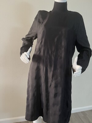 cos black silk dress OFF-THE-SHOULDER WOOL-SILK DRESS - CARBON