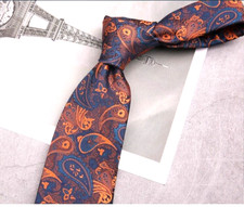 New Classic Paisley Blue Red JACQUARD WOVEN 100 Silk Men's Necktie Tie