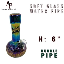 6” Little Bubble Water Pipe/ Heavy Soft glass Pipes By INHALE & AmericanPipes