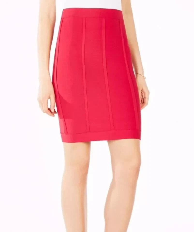 Falda elástica lápiz ceñida al cuerpo con vendaje rojo Nita para mujer Bcbg Max Azria XS $198 Foto 3 de 4