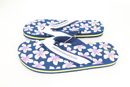 HARMONT & BLAINE Men's EU41 Blue Slip-On Flip Flops Floral Print Unisex - Picture 4 of 9