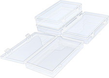 4 Pack Rectangular Clear Plastic Storage Containers Box with Hinged Lid for Bead
