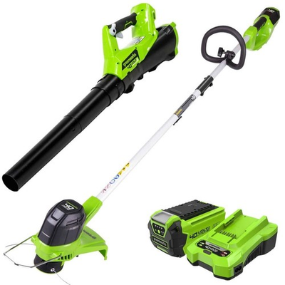 #ad Greenworks 40V Cordless Leaf Blower amp; String Trimmer Combo Kit Yard Lawn Care $169.99