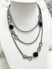 David Yurman .925 Infinity Black Onyx Stations Necklace 47  Length